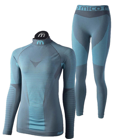 Премиальный тёплый комплект термобелья Mico Warm Control Skintech с высоким воротом для холодной погоды женский