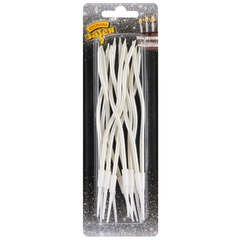 Свечи Коктейльные, Волна, с держателями, Белые с перламутром, Металлик, 13 см, 12 шт.