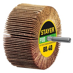 STAYER d 80 x 40 мм, P100, на шпильке d 6 мм, круг шлифовальный лепестковый (36609-100)