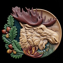 Силиконовый молд Лось (медальон) № 0473