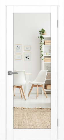 Турин_501.2.30 ЭКО-шпон Белый снежный-Зеркало/Белый снежный Эко-шпон