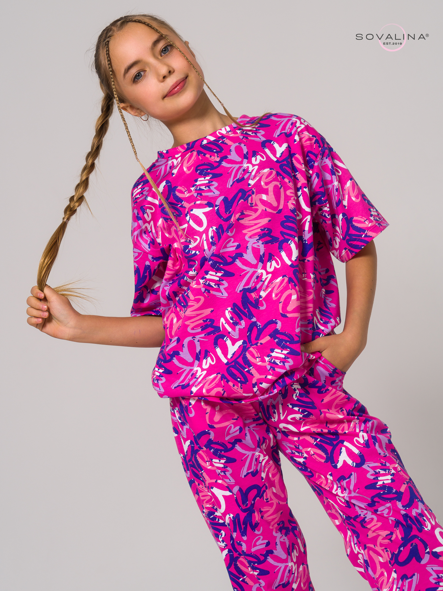 Костюм Daily girl надписи фуксия
