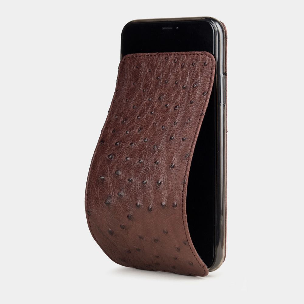 Чехол для iPhone 11 Pro Max из натуральной кожи страуса, бордового цвета