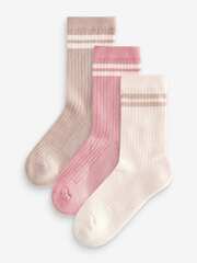 Носки хлопковые для девочки Next 112-331, 3 шт., Розовый, Бежевый