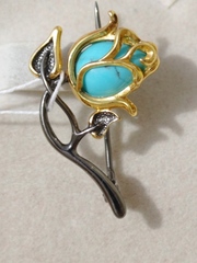 Роза (брошь из серебра с позолотой).