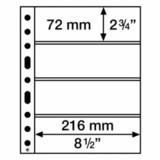 358075 SH312-4C Лист формата GRANDE (А4) на 4-ячейки (72х216 мм) горизонтальное деление, прозрачный из Полипропилена