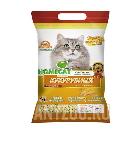 Homecat Эколайн наполнитель кукурузный комкующийся 6л