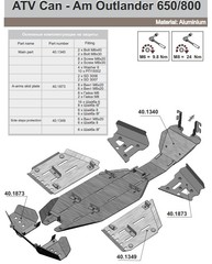 Защита днища для BRP Outlander G1 2007-12 STORM 1340