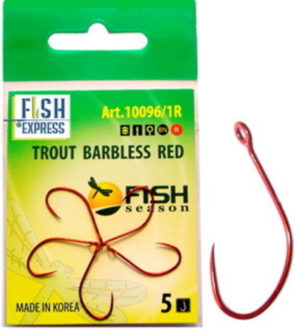 Крючок FS TROUT с БОЛЬШИМ ухом, без бородки №3 RED (5 шт)