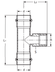 Valtec тройник пресс 22х3/4