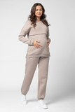 Утепленный спортивный костюм для беременных и кормящих 15069 какао меланж