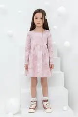 платье  для девочки  КР 5788/розовый лед,кружевные цветы к433