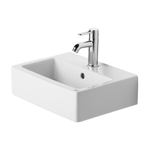 Duravit Vero Раковина  для рук шлиф., с перел., с 1 отв. под смес., включая крепление, 450x350мм, Цвет: Белый 704450027