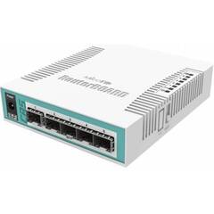MikroTik Cloud Router Switch 106-1C-5S with QCA8511 400MHz CPU, 128MB RAM, 1x Combo port (Gigabit Ethernet or SFP), 5 x SFP cages, RouterOS L5, desktop case, PSU