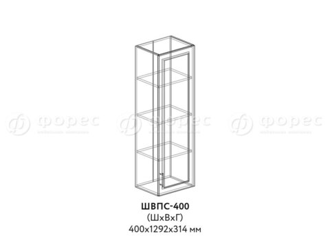 Кухня Квадро-лофт шкаф высокий пенал стекло 400