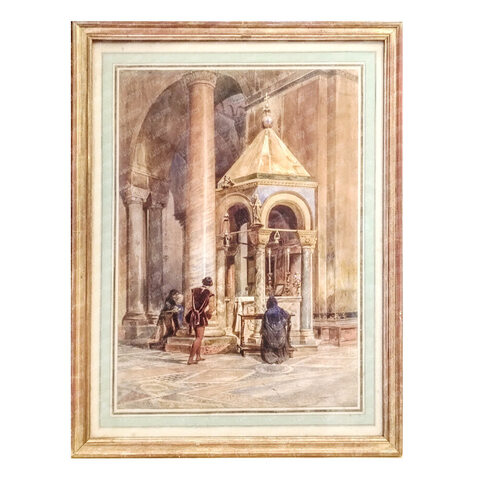 [Экспертиза] Вернер К. Венеция. В соборе Сан-Марко. Бумага на картоне, акварель. Европа, 1853