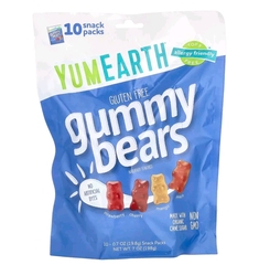 YumEarth, жевательные мишки без глютена, со вкусом клубники, вишни, манго и персика, 10 порционных пакетиков по 198 г (0,7 унции)