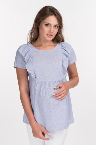 Блузка для беременных и кормящих 09585 голубой