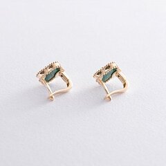 1с4088/1- Серьги Trendy Gold-mini -клевер из желтого золота с малахитом на англ.замке