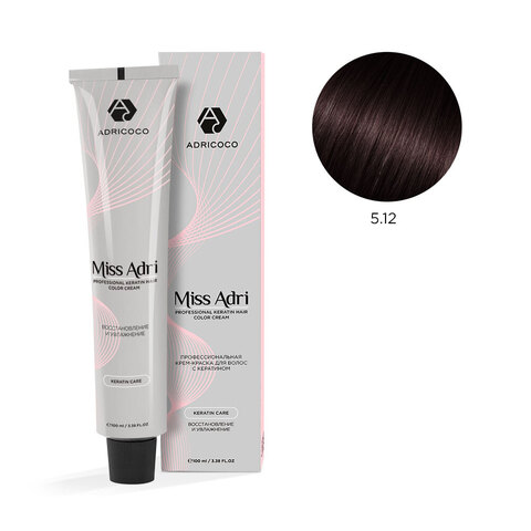 Крем-краска для волос ADRICOCO Miss Adri оттенок 5.12 Светлый коричневый пепельный перламутровый 100 мл