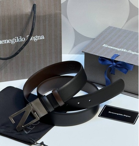 Двусторонний мужской ремень ZEGNA, 3,5 мм, чёрный