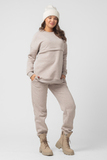 Утепленный спортивный костюм для беременных и кормящих 15069 светлый какао меланж