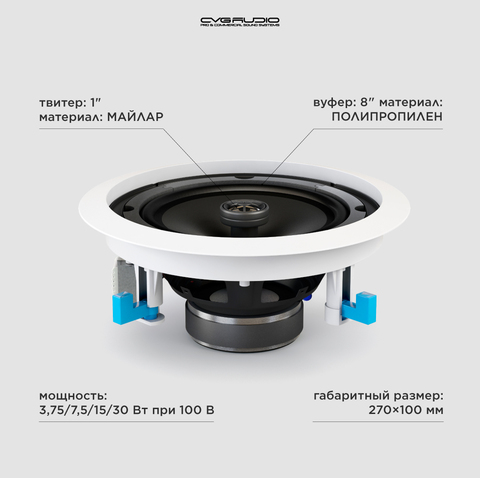 CVGAUDIO CRX8T Потолочная встраиваемая акустическая система 100V line
