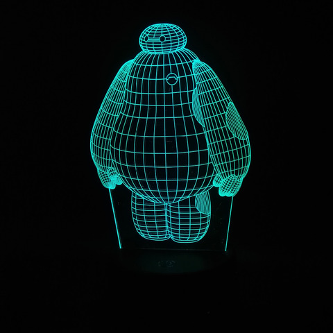 3D светильник с пультом Город героев Беймакс