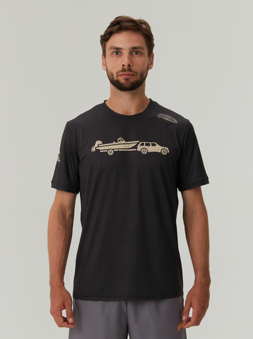 Футболка "Машина и лодка" черный цвет