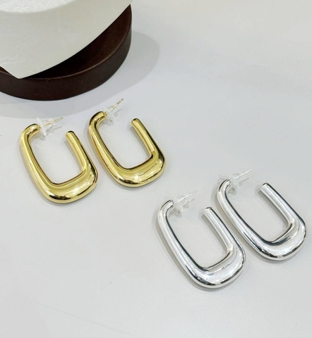 Серьги овальные в стилистике CELINE цвет серебро/золото Серьги овальные в стилистике CELINE цвет серебро/золото