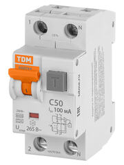 АВДТ 64 2Р(1Р+N) C50 100мА тип А защита 265В - Автоматический Выключатель Дифференциального тока TDM