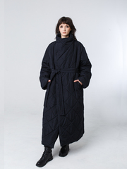Пальто-одеяло унисекс с воротником "Кутанка". Черное