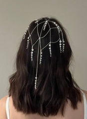 Украшение свадебное на голову тика с подвесками перышками