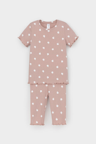 пижама  для девочки  К 1632/кофейный,маленькие яблочки