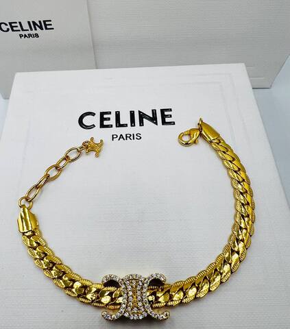 Браслет цепь CELINE с подвеской лого lux
