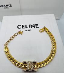 Браслет цепь CELINE с подвеской лого lux