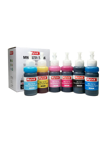 Чернила MyInk для Epson Ecotank L800, L805, L1800, L850, L810 (T6731-T6736), водные, комплект 6 цветов по 70 мл