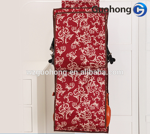 Подвесной органайзер для хранения женских сумок, 5 карманов (бордо с узорами)