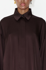 Рубашка из шелка с разрезами коричневая