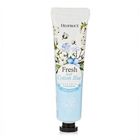 Deoproce Fresh Soft Cotton Blue Perfumed Hand Cream - Парфюмированный крем для рук с экстрактом хлопка