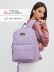Рюкзак с отделением для ноутбука до 15,6" и USB-портом для зарядки (Стеганый фиолетовый)