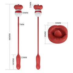 Красное продолговатое виброяицо Ashlynn с клиторальным стимулятором - 