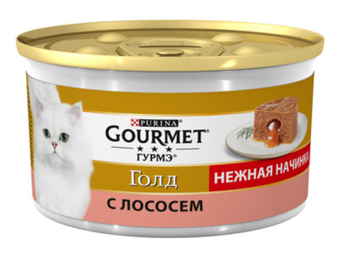 Gourmet Gold Нежная начинка консервы для кошек (лосось) 85г