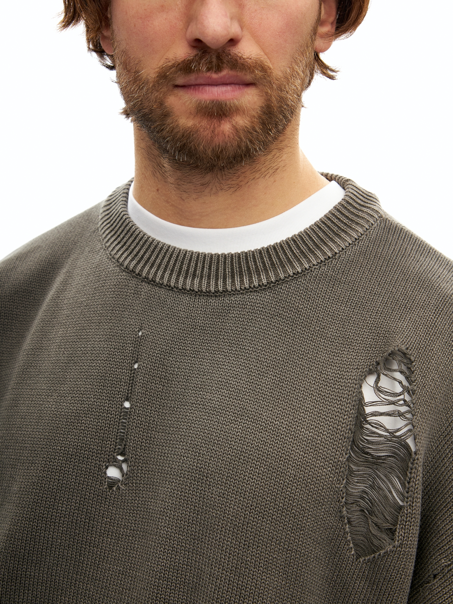 Серый хлопковый джемпер с перфорацией Votus