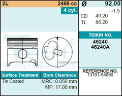 Поршень двигателя TEIKIN 46240 STD (4шт/упак)