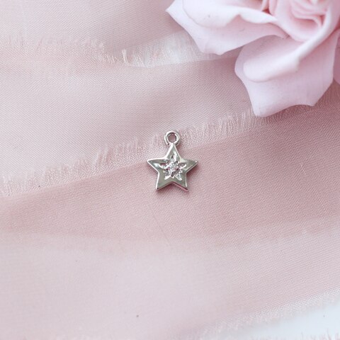 Подвеска Звезда с фианитом 11*9 мм, родий, П163