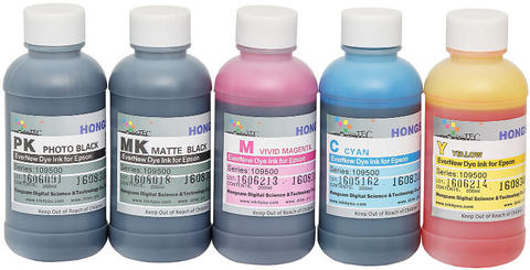 Комплект водорастворимых чернил для 5-ти цветных широкоформатных плоттеров Epson. 5x200 мл