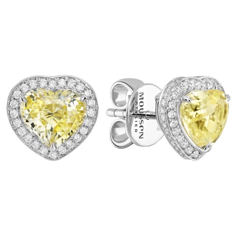 Серьги Пусеты с Жёлтыми Сапфирами и Бриллиантами, E0070-36/1