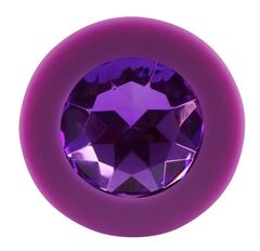 Фиолетовая анальная пробка с кристаллом - 8 см. - 