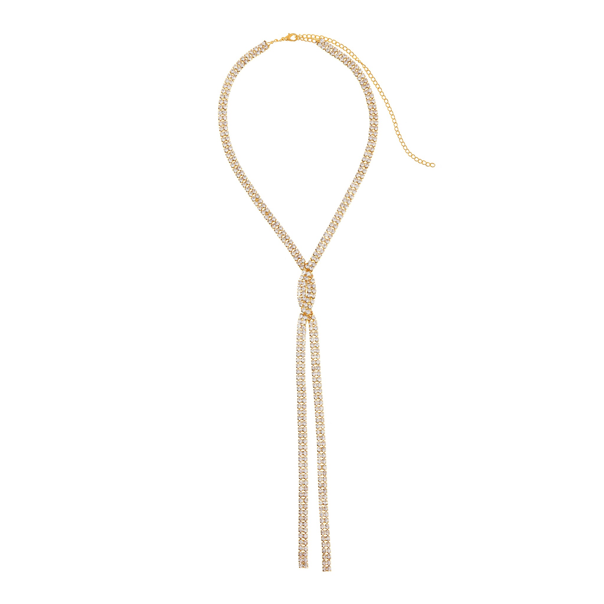 DÉJÀ VU Колье Gold Crystal Tie Necklace déjà vu колье tennis multi necklace – gold